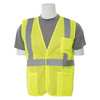 Erb Safety Vest with Pockets, Economy, Hi-Viz, Lime, XL 61631