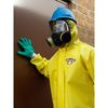 Lakeland Hooded Chemical Resistant Coveralls, Yellow, Non-Woven Laminate Polyethylene/Polypropylene, Zipper PBLC55428-MD