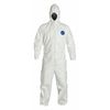 Dupont Hooded Disposable Coveralls, White, Tyvek(R) 400, Zipper TY127SWH4X0025VP