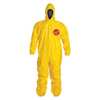 Dupont Coveralls, 4 PK, Yellow, Tychem(R) 2000, Adhesive QC127TYLXL000400