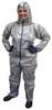 International Enviroguard Hooded Chemical Resistant Coveralls, 6 PK, Gray, Non-Woven Laminate, Zipper 7215GT-XL