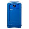 Rubbermaid Commercial 50 gal Square Recycling Bin, Dome, Blue, Polyethylene, 2 Openings FG396873BLUE