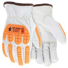 Mcr Safety Leather Gloves, White, M, PK12 36136KDPM
