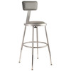 National Public Seating Round Stool with Backrest, Height 19" to 27"Gray 6418HB