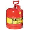 Justrite 5 gal Red Steel Type I Safety Can Flammables 7150100