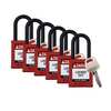 Brady Padlock, 6 Pins, Red, PK6 SDPL-RED-38PL-KA6