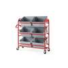 Rubbermaid Commercial Tote Cart, Red, 3 Shelves, 450 lb, 20-1/4" W 2144269