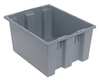 Quantum Storage Systems Stack & Nest Container, Gray, Polyethylene, 19 1/2 in L, 15 1/2 in W, 10 in H SNT190GY