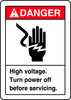Accuform Danger Label, High Voltage, 5x3-1/2 in, Adhesive Vinyl, 5/PK LELC025VSP