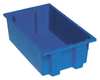 Quantum Storage Systems Stack & Nest Container, Blue, Polyethylene, 18 in L, 11 in W, 6 in H, 0.5 cu ft Volume Capacity SNT180BL