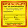 Accuform Hazardous Waste Label, Red/Yellow, PK100, MHZW20EVC MHZW20EVC
