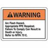 Brady Arc Flash Warning Label, 3 1/2 in Height, 5 in Width, Polyester, Horizontal Rectangle, English EL-1