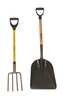 Ampco Safety Tools Standard Step Round Point Shovel, Aluminum Blade, 25-3/4 in L Yellow Fiberglass Handle S-83FG