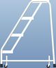 Ballymore 38 in H Aluminum Rolling Ladder, 4 Steps, 350 lb Load Capacity A4S30 RIBBED