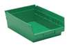 Quantum Storage Systems 50 lb Shelf Storage Bin, Polypropylene, 8 3/8 in W, 4 in H, 11 5/8 in L, Green QSB107GN