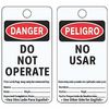 Electromark Danger Bilingual Tag, 5-3/4 x 3 In, PK25 5044VB