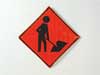 Eastern Metal Signs And Safety Workers Ahead Traffic Sign, 36 in H, 36 in W, Vinyl, Diamond, No Text, C/36-SBFO-3FH-HD MEN WORK SYM C/36-SBFO-3FH-HD MEN WORK SYM