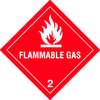 Zoro Select Flammable Gas DOT Label, Class 2, White/Red, Pk100 9DXU4