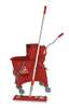 Unger 8 gal CLEANERx Dual Bucket Side Press Mop Bucket and Wringer, Red, Polypropylene COMBR