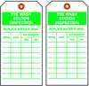 Zoro Select Eye Wash Sta Inspection Tag, Grn/Wht, PK10 9HUP5