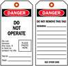 Brady Danger Tag, 7 x 4 In, Bk and R/Wht, PK10 96222