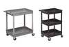 Zoro Select Utility Cart with Lipped Plastic Shelves, Flat, 2 Shelves, 400 lb TC22-B