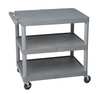 Zoro Select Utility Cart with Deep Lipped Plastic Shelves, Flat, 3 Shelves, 400 lb TC111-B
