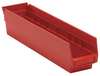 Quantum Storage Systems 50 lb Shelf Storage Bin, Polypropylene, 4 1/8 in W, 4 in H, Red, 17 7/8 in L QSB103RD