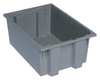 Quantum Storage Systems Stack & Nest Container, Gray, Polyethylene, 19 1/2 in L, 13 1/2 in W, 8 in H SNT200GY