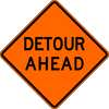 Lyle Detour Ahead Traffic Sign, 30 in Height, 30 in Width, Aluminum, Diamond, English W20-2D-30HA