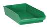 Quantum Storage Systems 50 lb Shelf Storage Bin, Polypropylene, 11 1/8 in W, 4 in H, 17 7/8 in L, Green QSB110GN