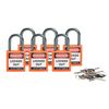 Brady Lockout Padlock, KA, Orange, 1-2/5"H, PK6 118958