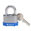 Brady Keyed Padlock, Open, Rectangular Steel Body, Hardened Steel Shackle, 23/32 in W 143130