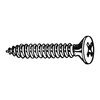 Zoro Select Sheet Metal Screw, #6 x 1 in, Plain 18-8 Stainless Steel Flat Head Phillips Drive, 100 PK U51680.013.0100