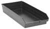 Quantum Storage Systems 50 lb Shelf Storage Bin, Polypropylene/Polyethylene, 11 1/8 in W, 4 in H, 23 5/8 in L, Black QSB116BR