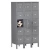Tennsco Box Locker, 36 in W, 15 in D, 66 in H, (3) Wide, (15) Openings, Gray BS5-121512-3MG