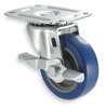 Zoro Select Swivel Plate Caster, Poly, 3 in, 125 lb, Blu 1UHN6