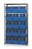 Quantum Storage Systems Steel Bin Shelving, 42 in W x 75 in H x 18 in D, 6 Shelves, Gray/Blue MSU-533BL