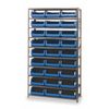 Quantum Storage Systems Steel Bin Shelving, 42 in W x 75 in H x 18 in D, 6 Shelves, Gray/Blue MSU-533BL