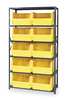 Quantum Storage Systems Steel Bin Shelving, 42 in W x 75 in H x 18 in D, 6 Shelves, Gray/Yellow MSU-543YL