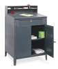 Zoro Select Stationary Shop Desk, 1 Drawer, 1 Cabinet, Gray, 34 1/2 in W x 45 1/8 in D x 30 In H 1W908