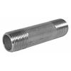 Zoro Select 304 Stainless Steel Nipple, 1/8 in Nominal Pipe Size, 3/4 in Overall Long, Fully Threaded, Seamless T4BNA01