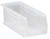 Quantum Storage Systems 30 lb Hang & Stack Storage Bin, Polypropylene, 4 1/8 in W, 4 in H, Clear, 10 7/8 in L QUS224CL