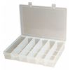 Durham Mfg Compartment Box with 6 compartments, Plastic, 1 3/4 in H x 10-13/16 in W SP6-CLEAR