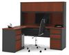 Bestar L Shaped Desk, 62.8" D, 71.1" W, 66.8" H, Bordeaux/Graphite, Melamine 99852-39