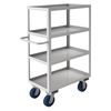 Zoro Select Corrosion-Resistant Utility Cart with Lipped Metal Shelves, Stainless Steel, Flat, 2 Shelves SRSC1624362ALU6PU