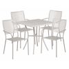 Flash Furniture 28 in Square Patio Table With 4 Chairs, Light Gray, Steel CO-28SQ-02CHR4-SIL-GG