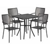 Flash Furniture 28 in Square Patio Table With 4 Chairs, Black, Steel CO-28SQ-02CHR4-BK-GG