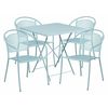 Flash Furniture 28" Square Sky Blue Steel Folding Table w/4 Chairs CO-28SQF-03CHR4-SKY-GG