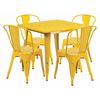 Flash Furniture Square Yellow Metal Table Set, 31.5SQ, 31.5" W, 31.5" L, 29.5" H, Metal Top, Yellow ET-CT002-4-30-YL-GG